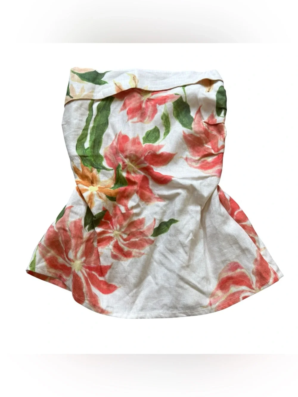 Faithfull The Brand Pink Flora Linen Strapless Peplum Tube Top NWT S Resortwear